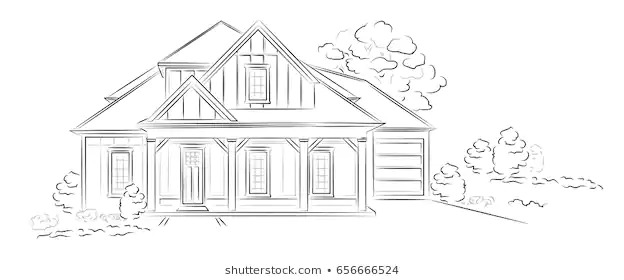 vector-linear-architectural-sketch-modern-260nw-656666524